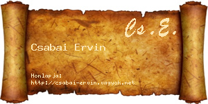 Csabai Ervin névjegykártya